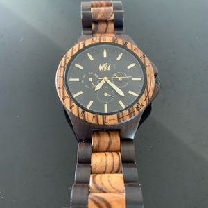 Solid walnut wood watch
